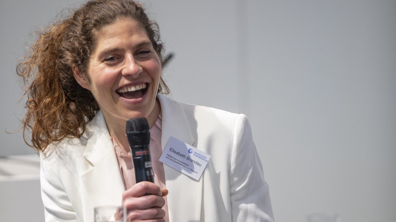Elisabeth Brandau am Mikrofon, Internationale Handwerksmesse
